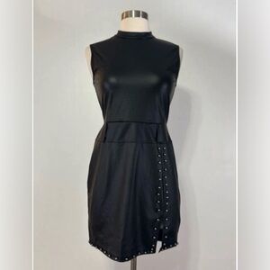 bebe Black Sleeveless Stud-Trim Mini Dress